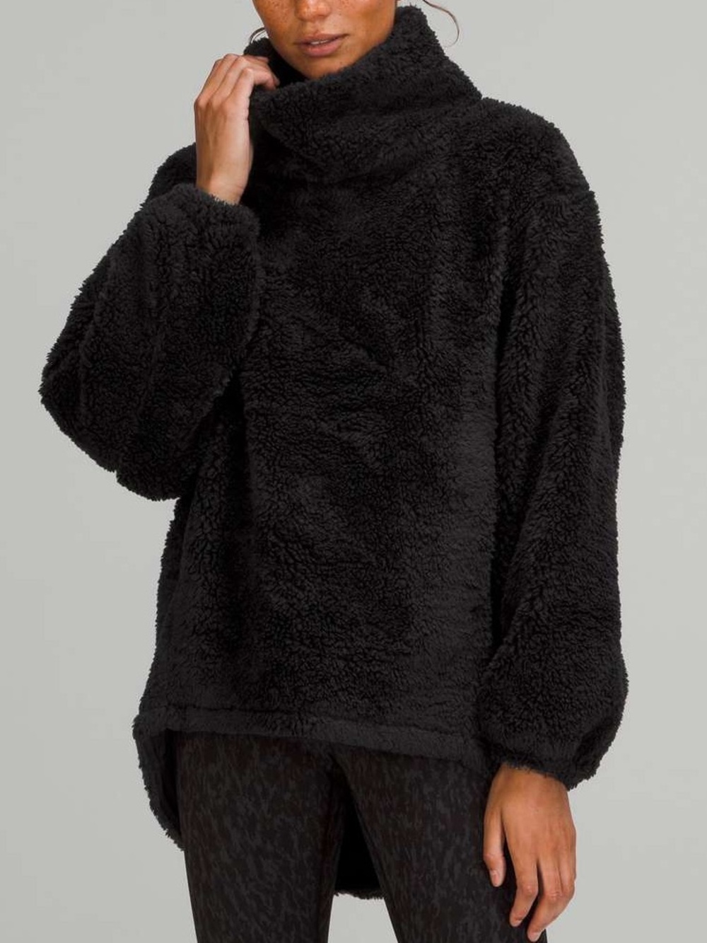 Lululemon Warmth Restore Long Cozy Soft Fleece Pullover Black #LW3FIBS Size 4